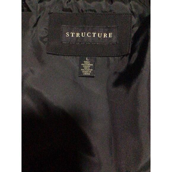 STRUCTURE Men's Outerwear Shop Polyester Black Large Coat Full Zip - Picture 3 of 4